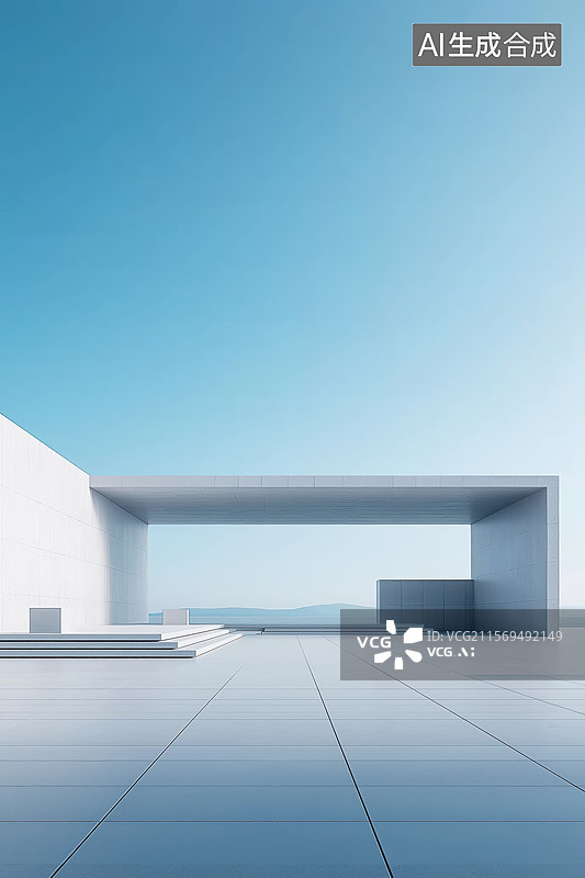 【AI数字艺术】现代建筑的露天平台图片素材