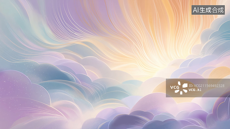 【AI数字艺术】梦幻云海与阳光图片素材