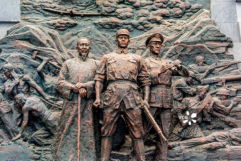 中国云南保山腾冲国殇墓园滇西抗战纪念馆内景雕塑图片素材