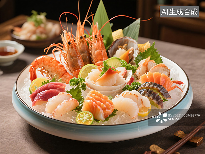 【AI数字艺术】海鲜拼盘，诱人美食图片素材
