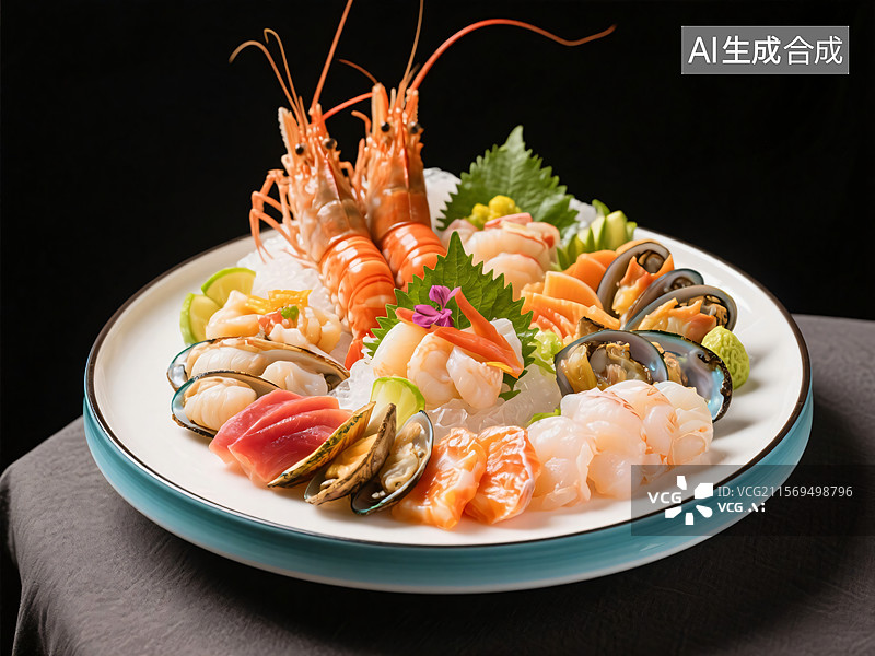 【AI数字艺术】海鲜拼盘，诱人美食图片素材