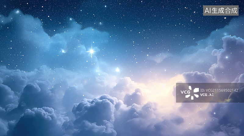 【AI数字艺术】星空下的云海图片素材