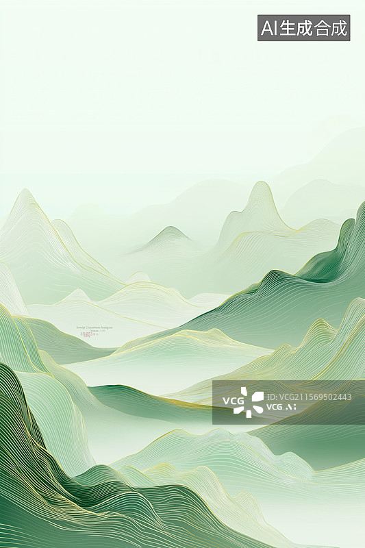 【AI数字艺术】山峦叠嶂的水墨画图片素材