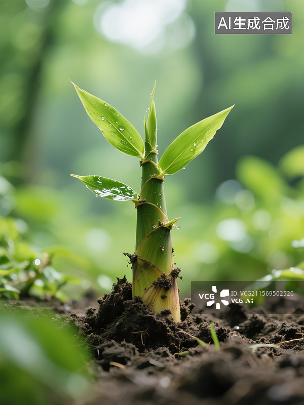 【AI数字艺术】破土而出的竹笋背景图图片素材