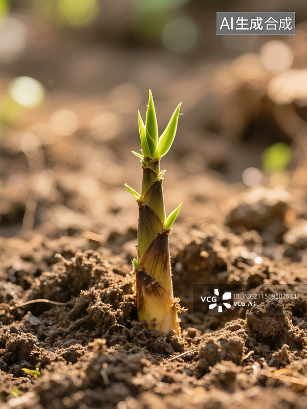 【AI数字艺术】破土而出的竹笋背景图图片素材