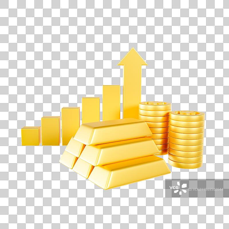 3D立体黄金涨价金条投资理财金融元素图片素材
