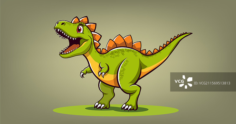 可爱搞笑的卡通绿色恐龙图片素材