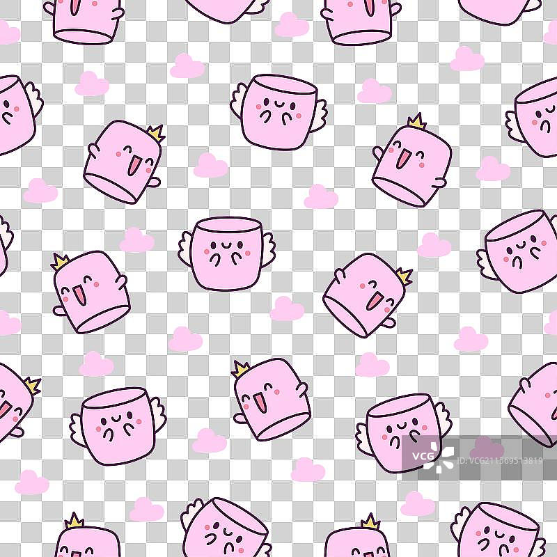 可爱棉花糖无缝图案图片素材