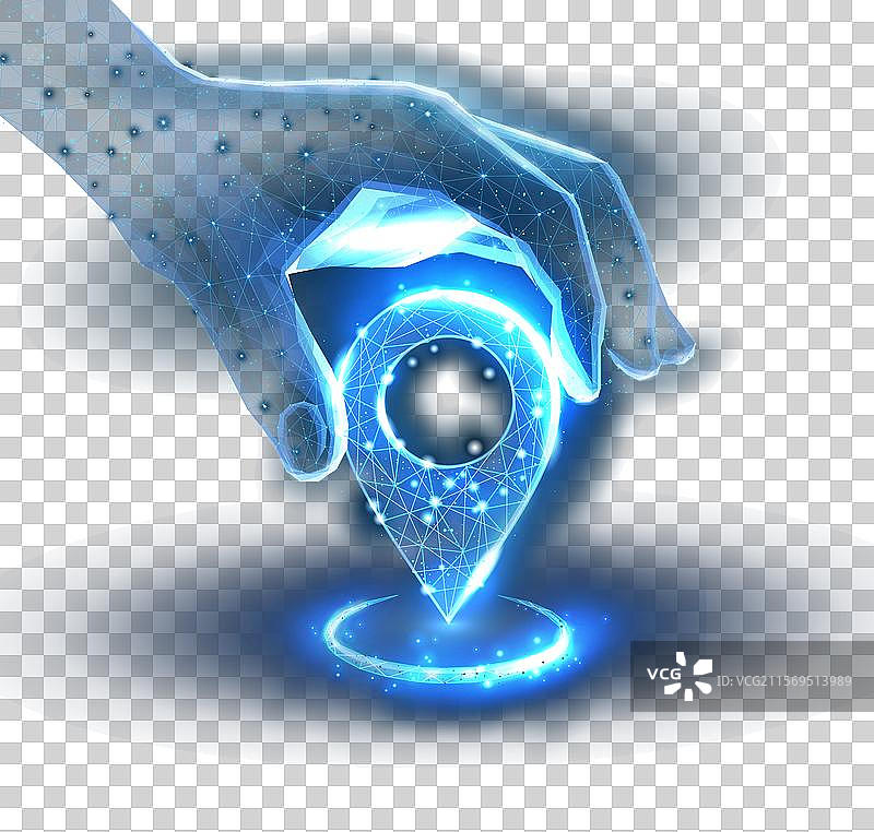 数字手持设备在地图上的位置标记与人工智能图片素材