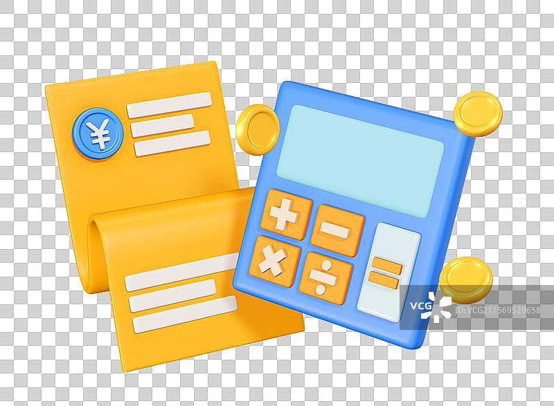 计算结算账单金融3D卡通插画元素图片素材