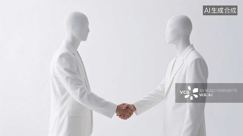 【AI数字艺术】两个穿白色西装的人握手图片素材