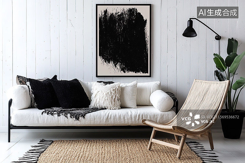 【AI数字艺术】现代极简客厅装饰图片素材