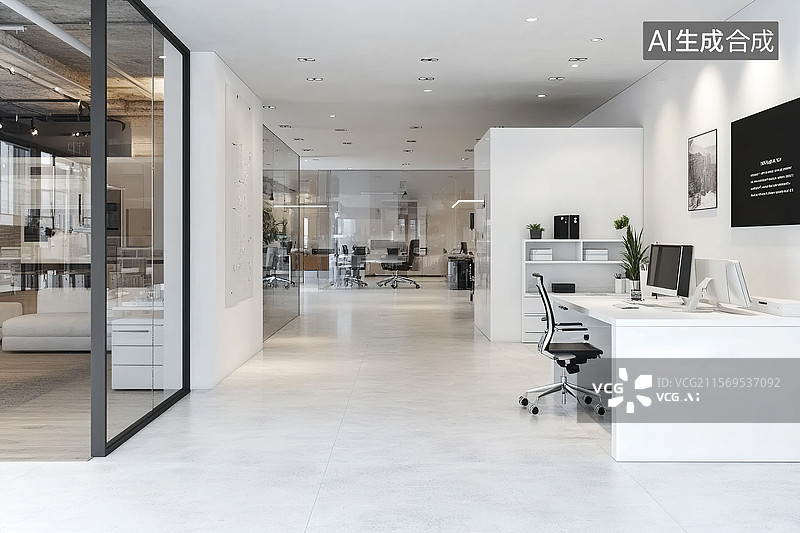 【AI数字艺术】现代极简主义办公空间图片素材