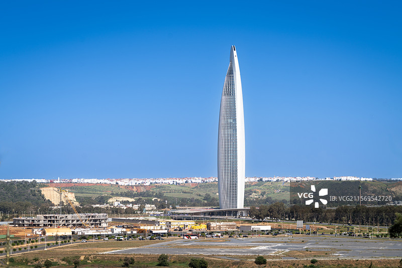 拉巴特城市地标，哈桑二世桥，拉巴特大剧院，非洲最高建筑拉巴特塔（穆罕默德六世塔，非洲银行大厦）图片素材