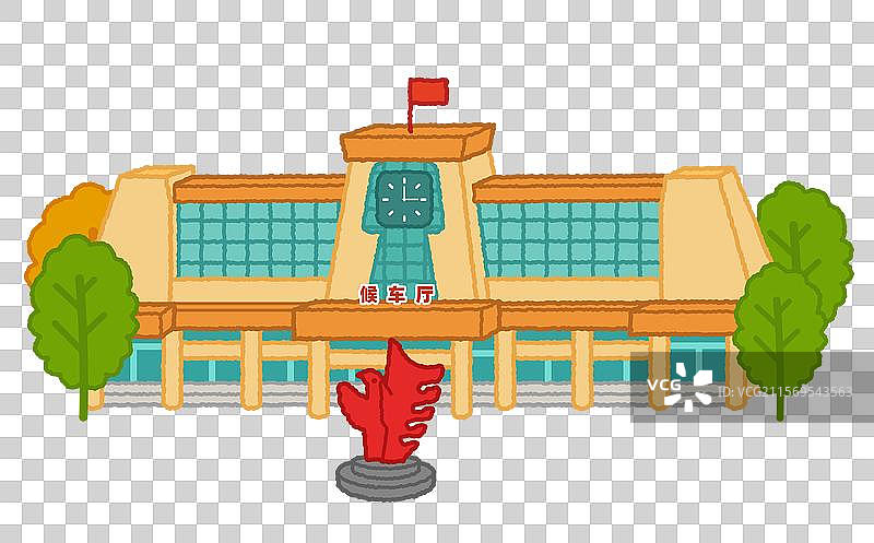 手绘平顶山火车站图片素材