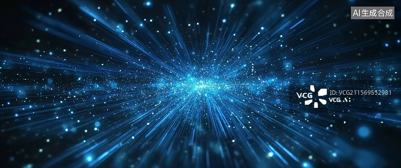 【AI数字艺术】蓝色光芒的宇宙星爆图片素材