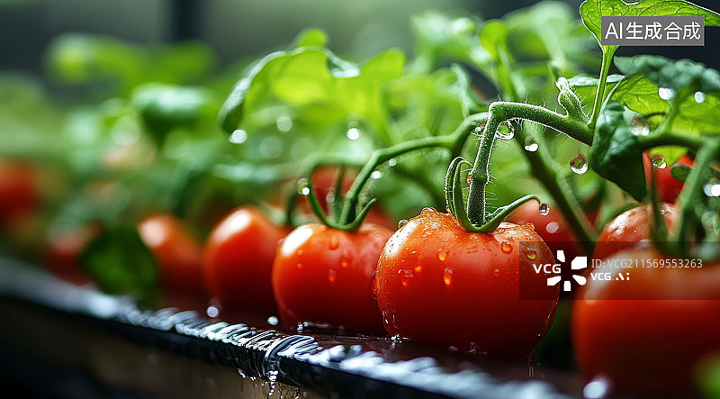 【AI数字艺术】新鲜成熟的樱桃番茄图片素材