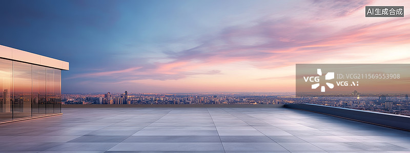 【AI数字艺术】城市天际线日落景观图片素材