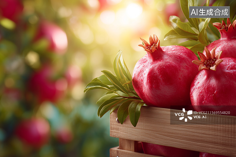 【AI数字艺术】新鲜的石榴果实图片素材