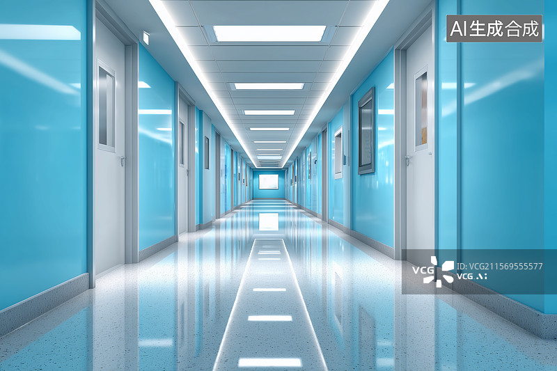 【AI数字艺术】干净整洁医院走廊背景图片素材