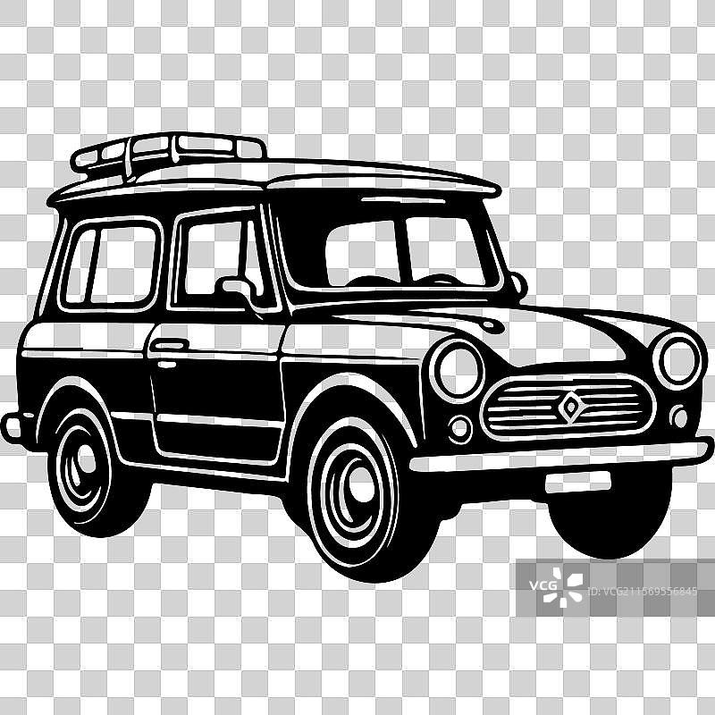 手绘透明卡通汽车线条图片素材