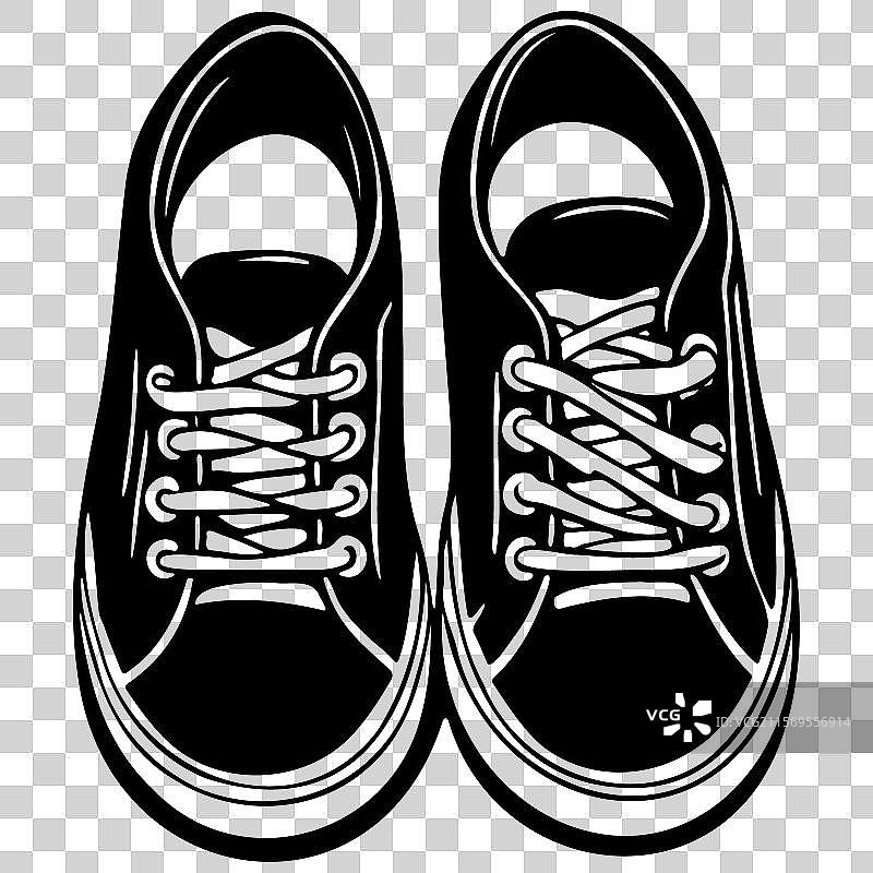 手绘线条的卡通鞋透明图像图片素材