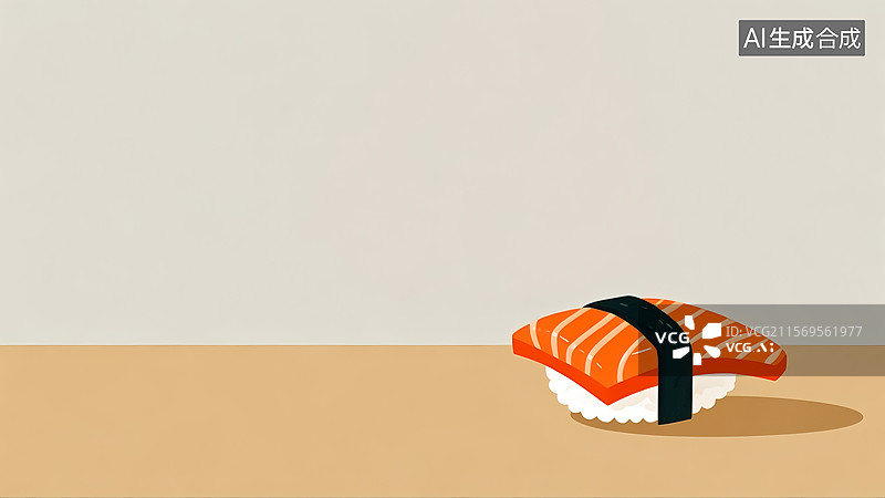 【AI数字艺术】三文鱼寿司美食插画图片素材