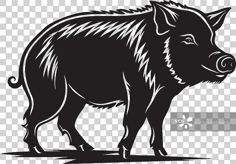 野兽般的野猪图标符号，象征着长牙和雷电图片素材