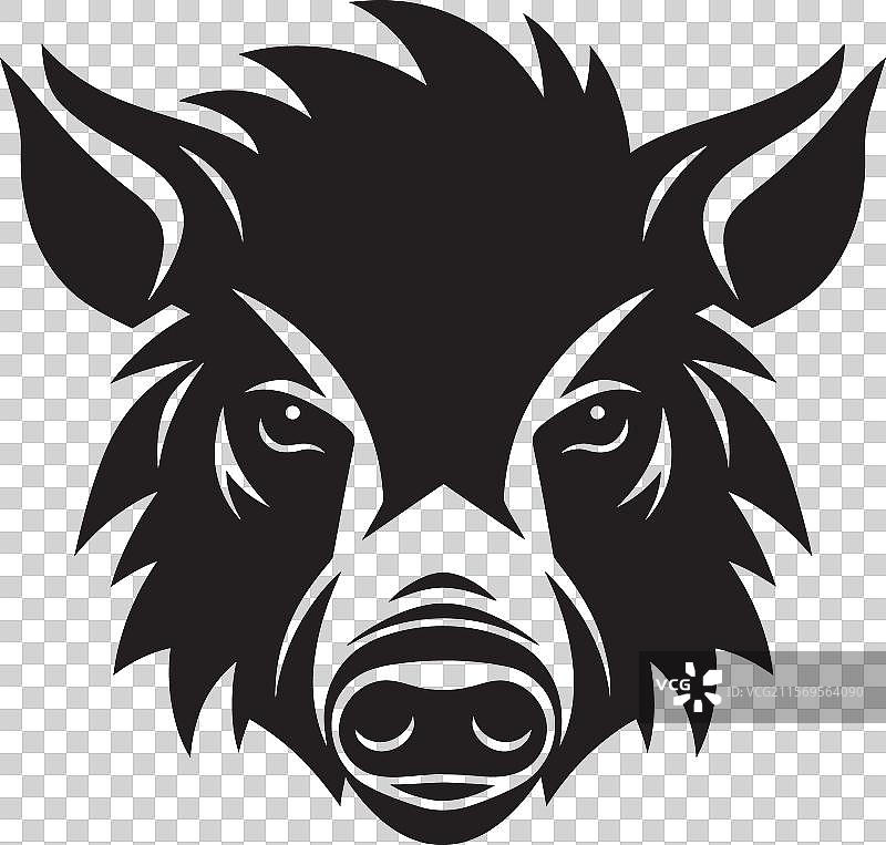 凶猛愤怒的标志，带有野猪的鼻子图片素材