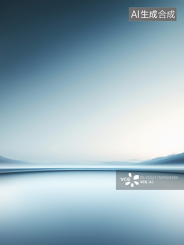 【AI数字艺术】水天一色的极简山丘背景图片素材