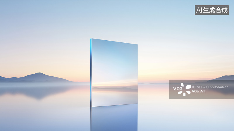 【AI数字艺术】镜面世界的静谧之境图片素材