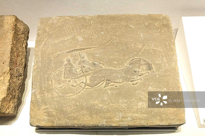 陕西历史博物馆秦汉馆车马出行图画像砖东汉1959年四川省博物馆调拨图片素材