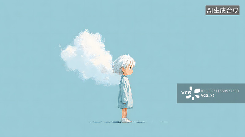 【AI数字艺术】稚童携云梦悠游图片素材