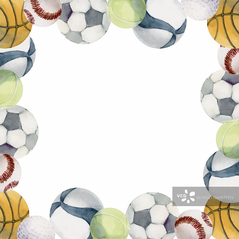 手绘水彩团队运动装备图片素材