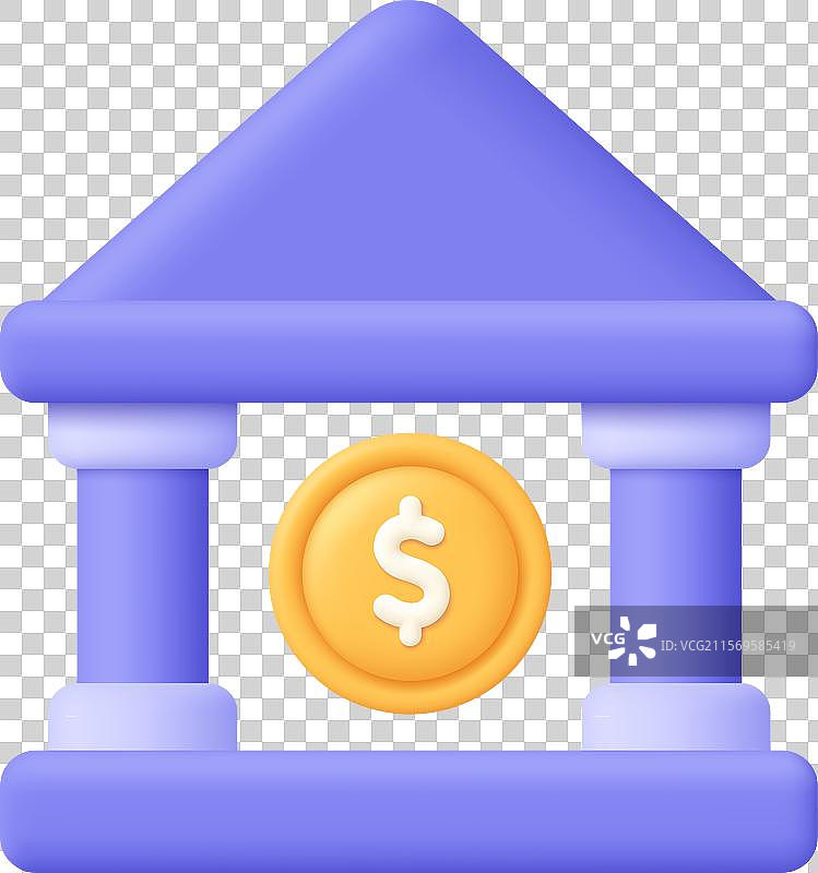 银行大楼与在线银行金融硬币图片素材