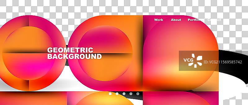 几何抽象玻璃效果，带有圆形和图片素材