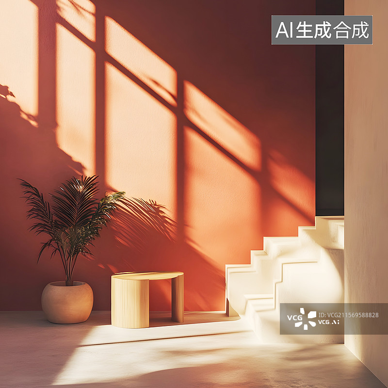 【AI数字艺术】AIGC：室内光影建筑空间 电子商务产品展台图片素材