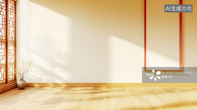 【AI数字艺术】AIGC：中式古典建筑室内空间图片素材