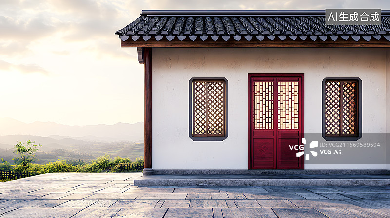 【AI数字艺术】AIGC：中式建筑房屋图片素材