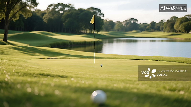 【AI数字艺术】绿茵场上的高尔夫球场图片素材