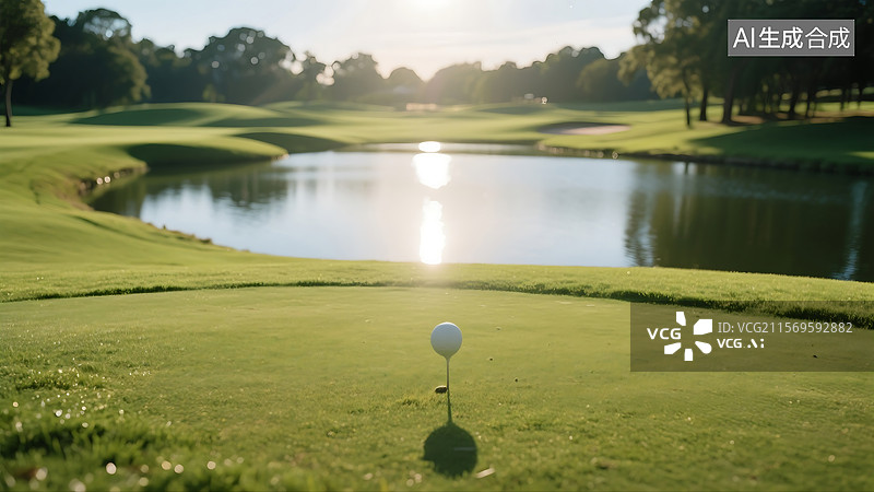 【AI数字艺术】绿茵场上的高尔夫球场图片素材