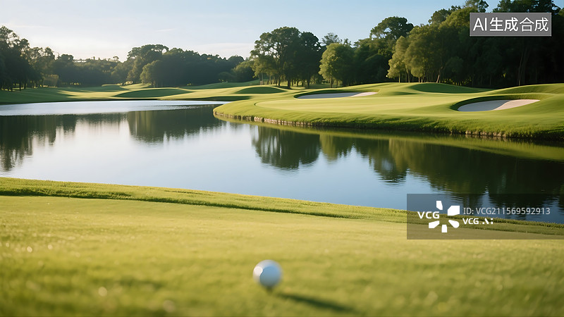 【AI数字艺术】绿茵场上的高尔夫球场图片素材