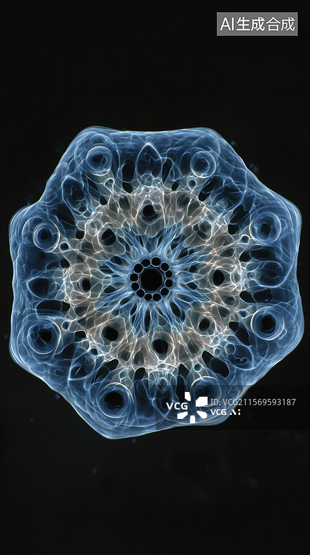 【AI数字艺术】蓝色对称几何图案图片素材