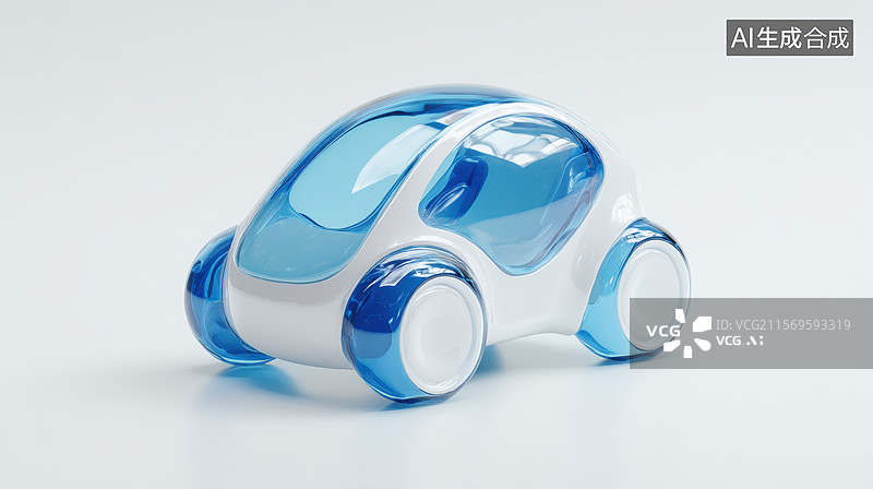 【AI数字艺术】蓝色透明玩具车模型图片素材
