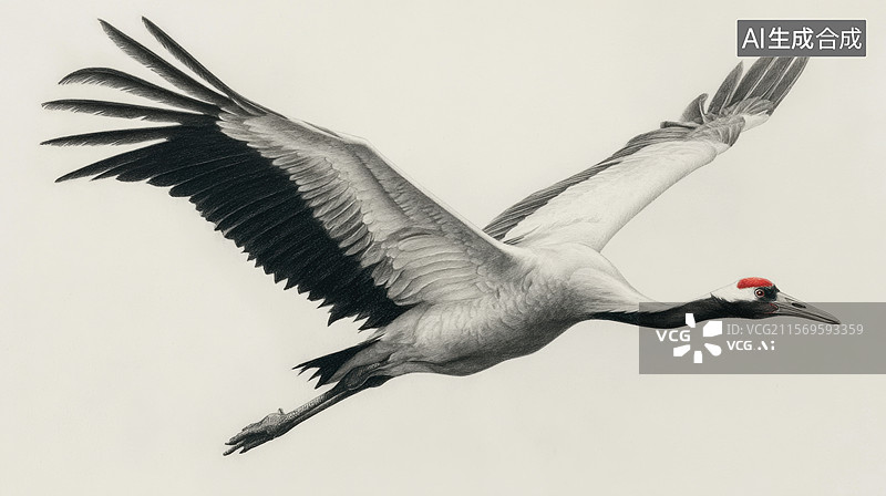 【AI数字艺术】飞行中的丹顶鹤图片素材