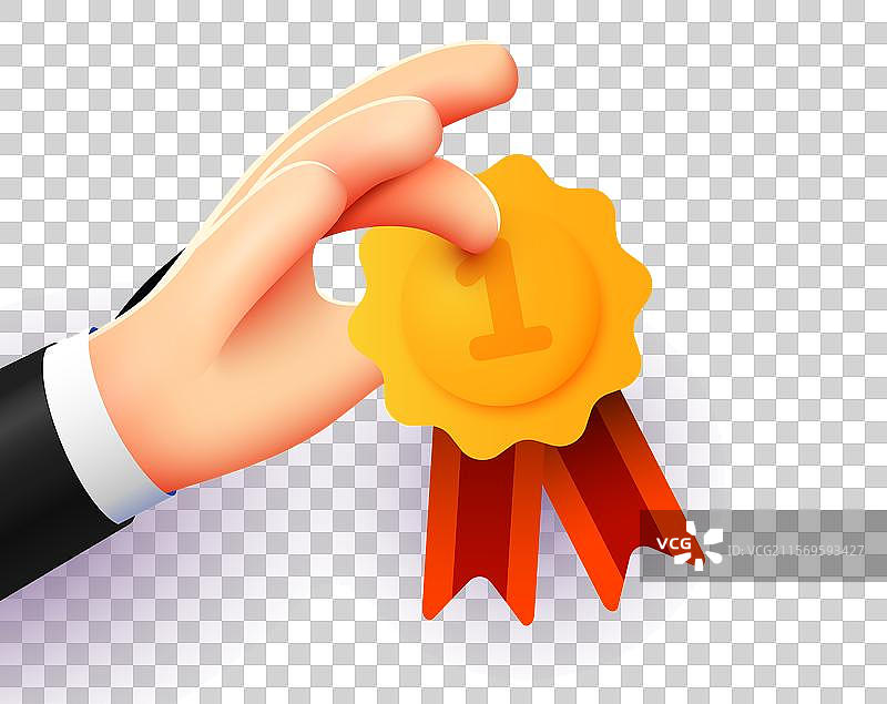 3D手握第一名奖牌的获胜者图片素材