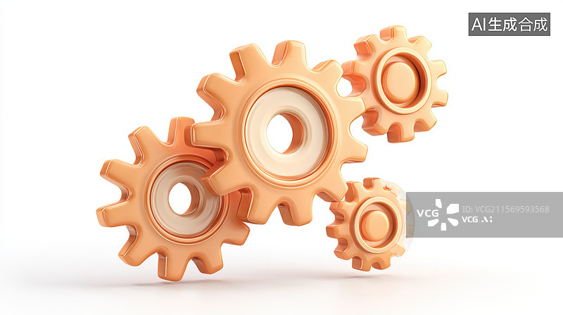 【AI数字艺术】金色齿轮组合图片素材