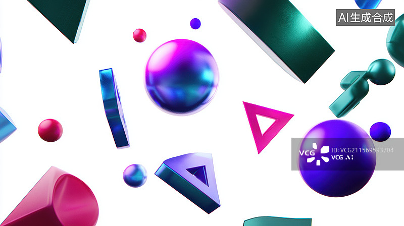 【AI数字艺术】彩色几何图形的抽象组合图片素材