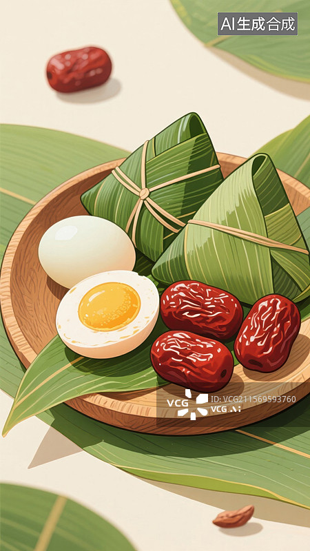 【AI数字艺术】端午节粽子插画图片素材