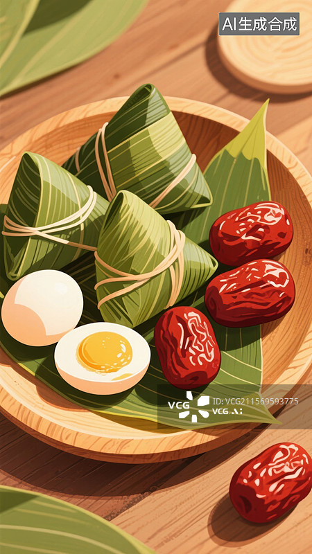 【AI数字艺术】端午节粽子插画图片素材